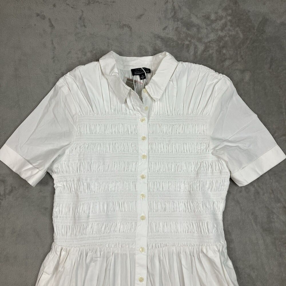 J Crew Elsie Shirt Dress Womens XL White Cotton Poplin Smocked Button Up CP995 - Picture 4 of 15